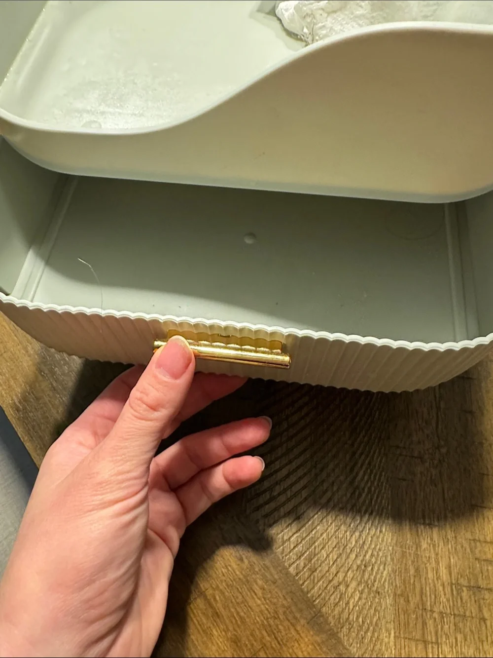 Modern Two-Tone Cosmetic Organizer with Gold Accents